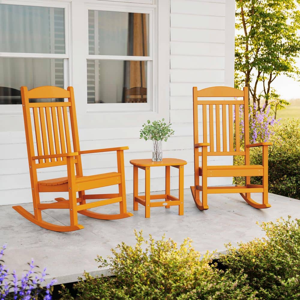 POLYWOOD Grant Park 3-Piece Tangerine Plastic Outdoor Rocking