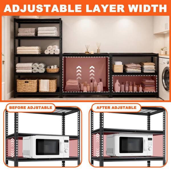 Siavonce 5-Tiers Heavy Duty Garage Metal Adjustable Household