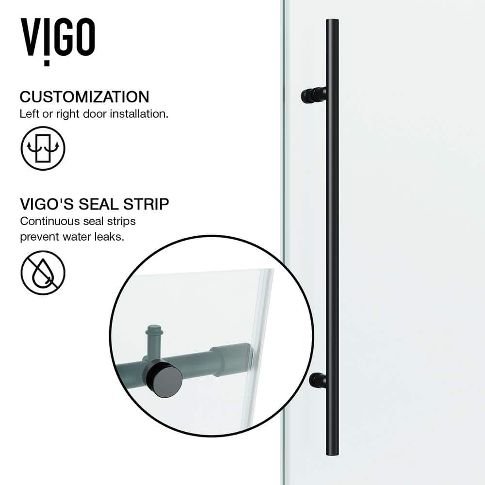 Elan E-Class 64" Matte Black Frameless Sliding Shower Door