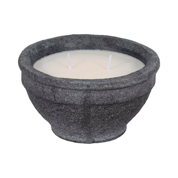 6 in. Black Ceramic Woodsy Sage and Sea Salt Bowl Candle 14 Oz