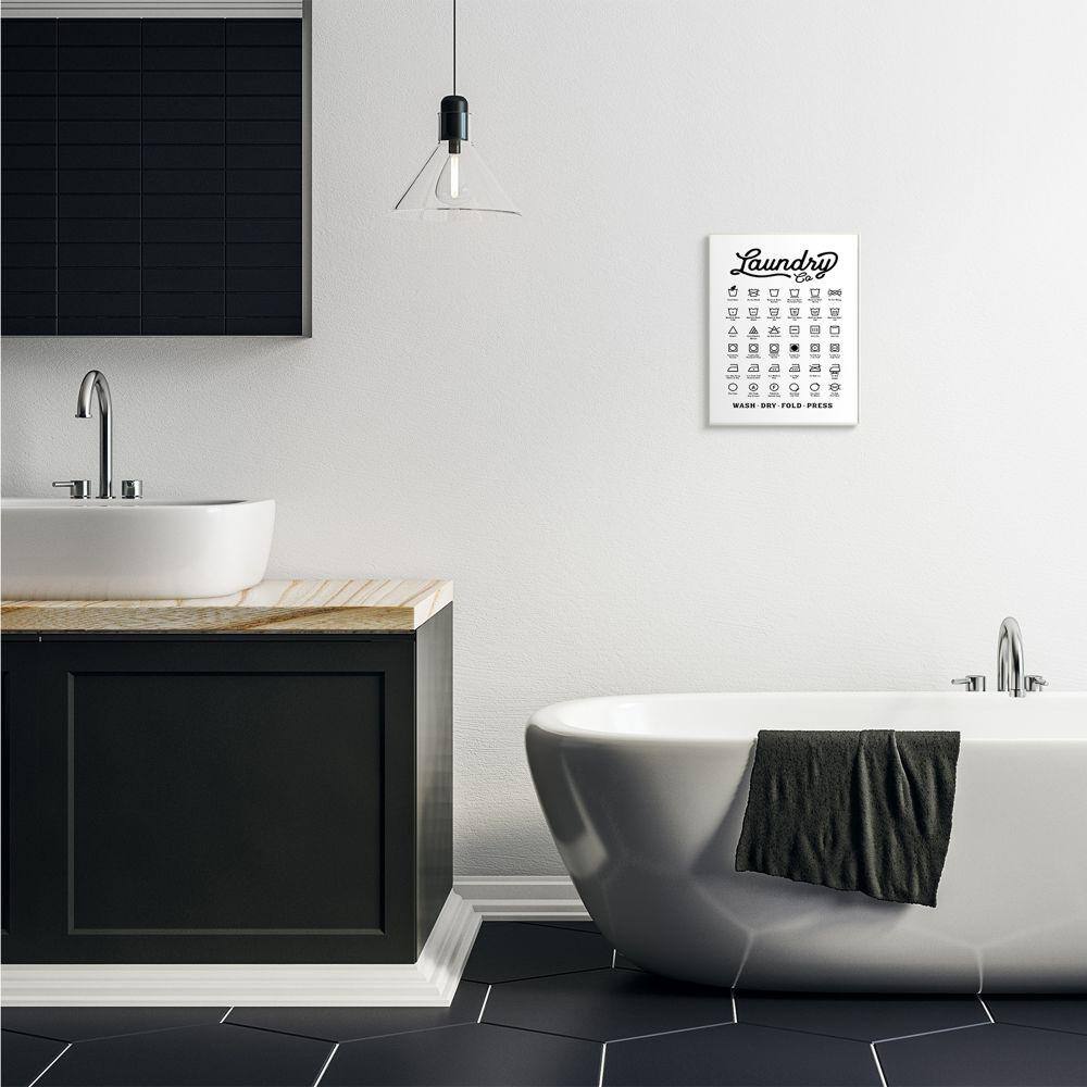 Vintage Laundry Co Washing Chart Black and White Wooden Wall Art