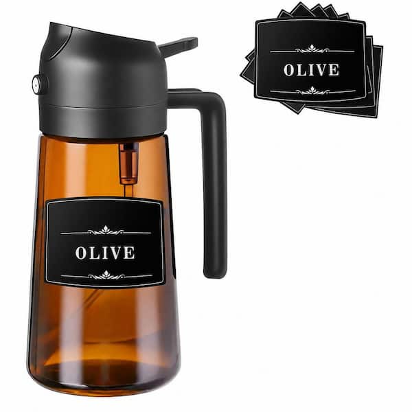 2-in-1 Olive Oil Sprayer and Pour Bottle, 16 oz Glass, Non-Aerosol, Leak-Resistant, for Air Fryer and Salad