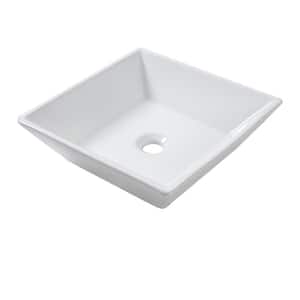 AGA 16 in. x 16 in. x 5 in. Modern Ceramic Square Bathroom Vessel Vanity Sink Porcelain Sink in White