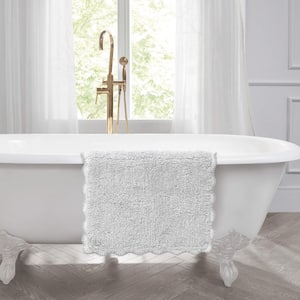 Heathered Crochet Border Glacier Gray 20 in. x 32 in. Solid Color Cotton Bath Rug