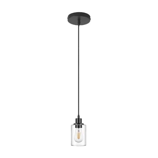 YANSUN 4 in. 1-Light Modern Matte Black Island Pendant Light Rustic Farmhouse Industrial Hanging Light for Kitchen Dining