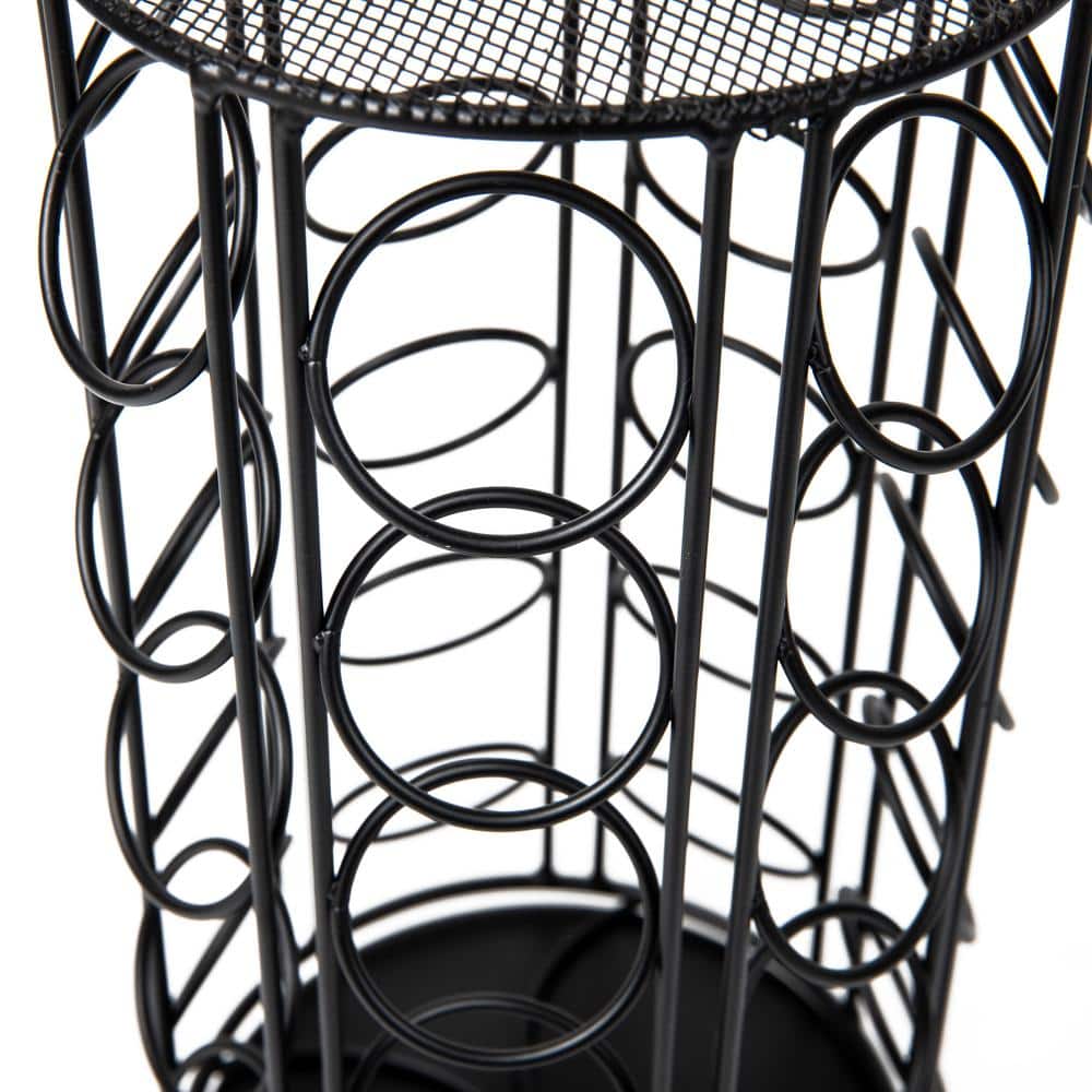 Black Powder-Coated Metal Coffee Pod Carousel with 35-Pod Capacity