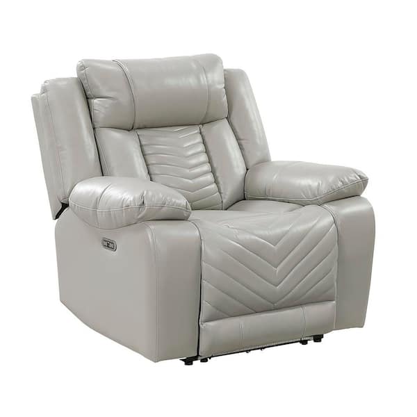 Durant Gray Faux Leather Power Recliner with LED and Charging Ports
