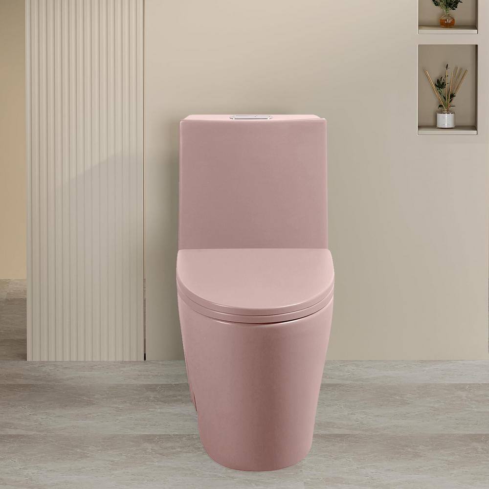 Matte Pink Elongated Dual Flush One-Piece Toilet