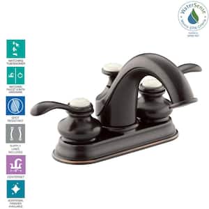 Fairfax 4 in. Centerset 2-Handle Mid-Arc Water-Saving Bathroom Faucet in Oil-Rubbed Bronze