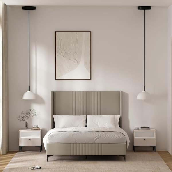 Amara Modern Pale Rose and White 1-Drawer 19.7 in. W Nightstand (Set of 2)