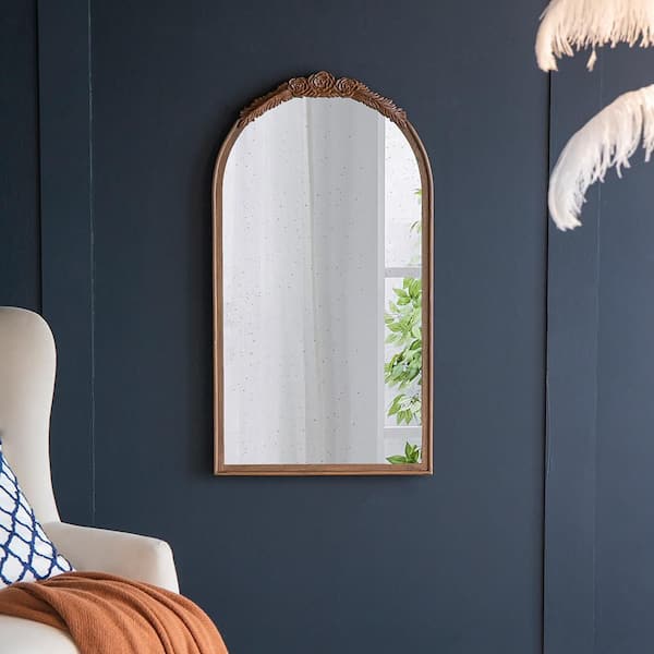 Unbranded Brown 22.8 in W x 41.9 in. H Rustic Irregular MDF Framed Mirror Bathroom Mirror