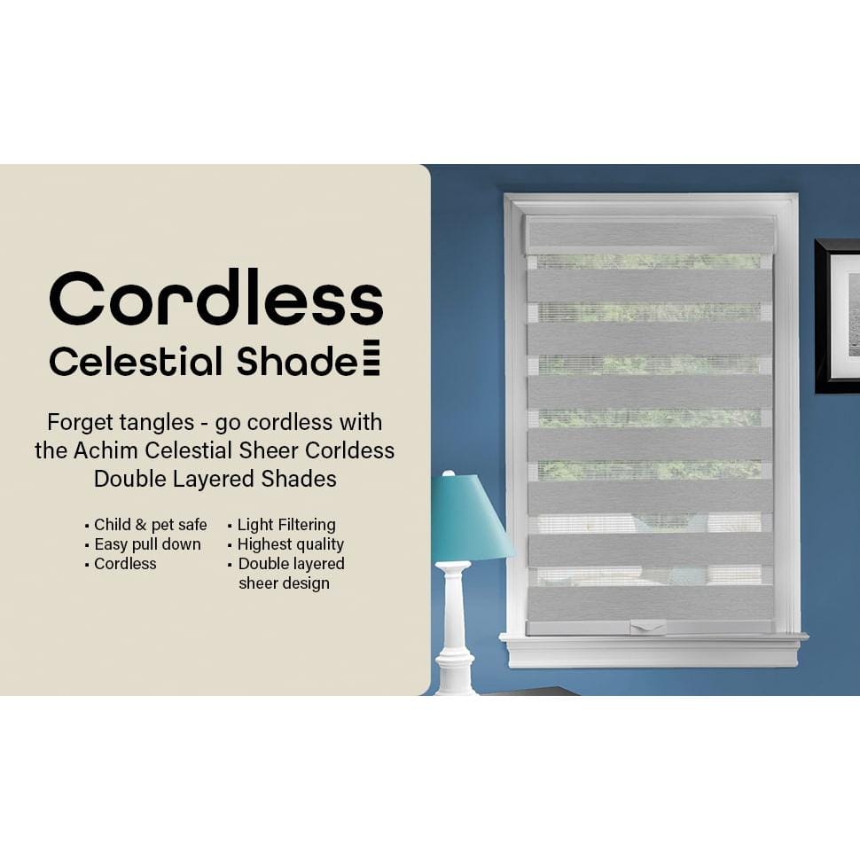 Celestial 35x72 Gray Sheer Cordless Double Layered Shade