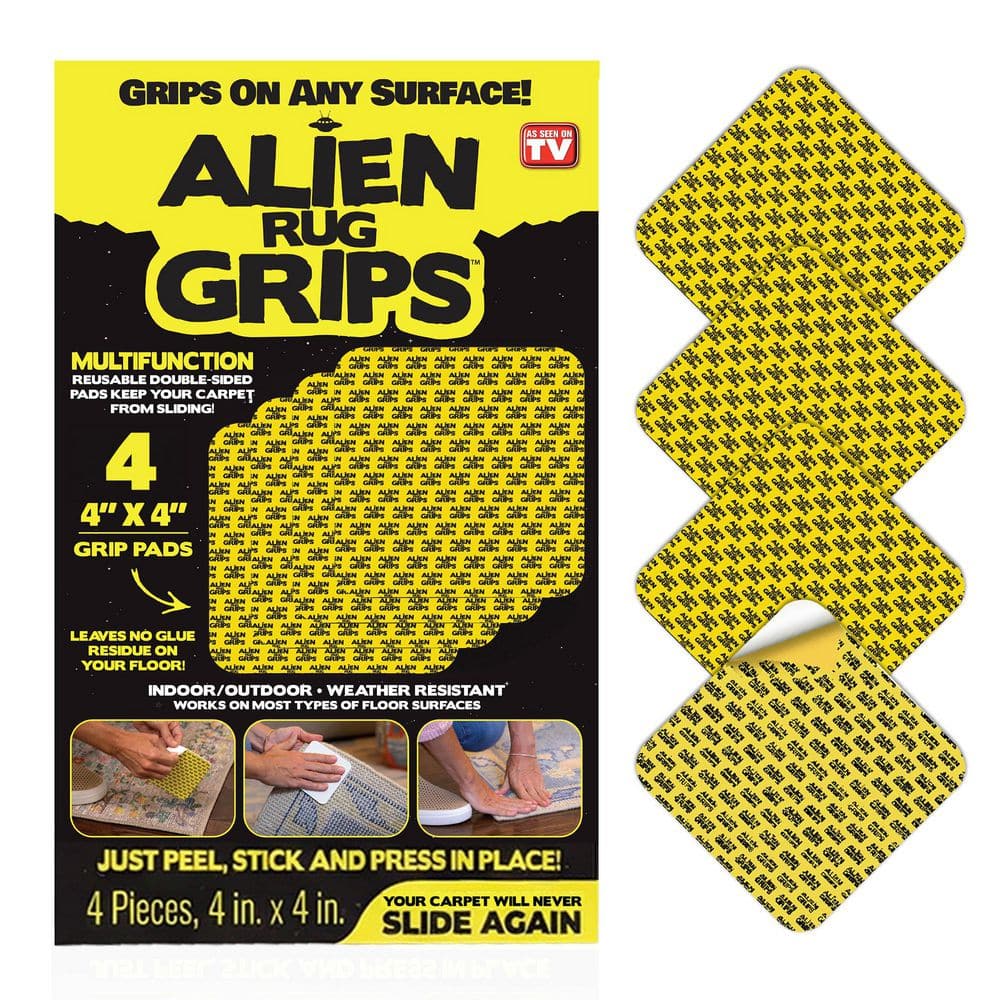 (4-Piece) Alien Carpet Grips 4 in. x 4 in. Anti-Slip Double-Sided Reusable Rug Grip Pad Tape price history on PriceWatchPro