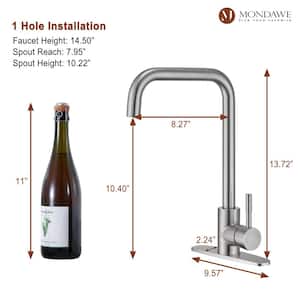 High Arc Single Handle Deck Mount Standard Kitchen Faucet in Brushed Nickel Stainless Steel