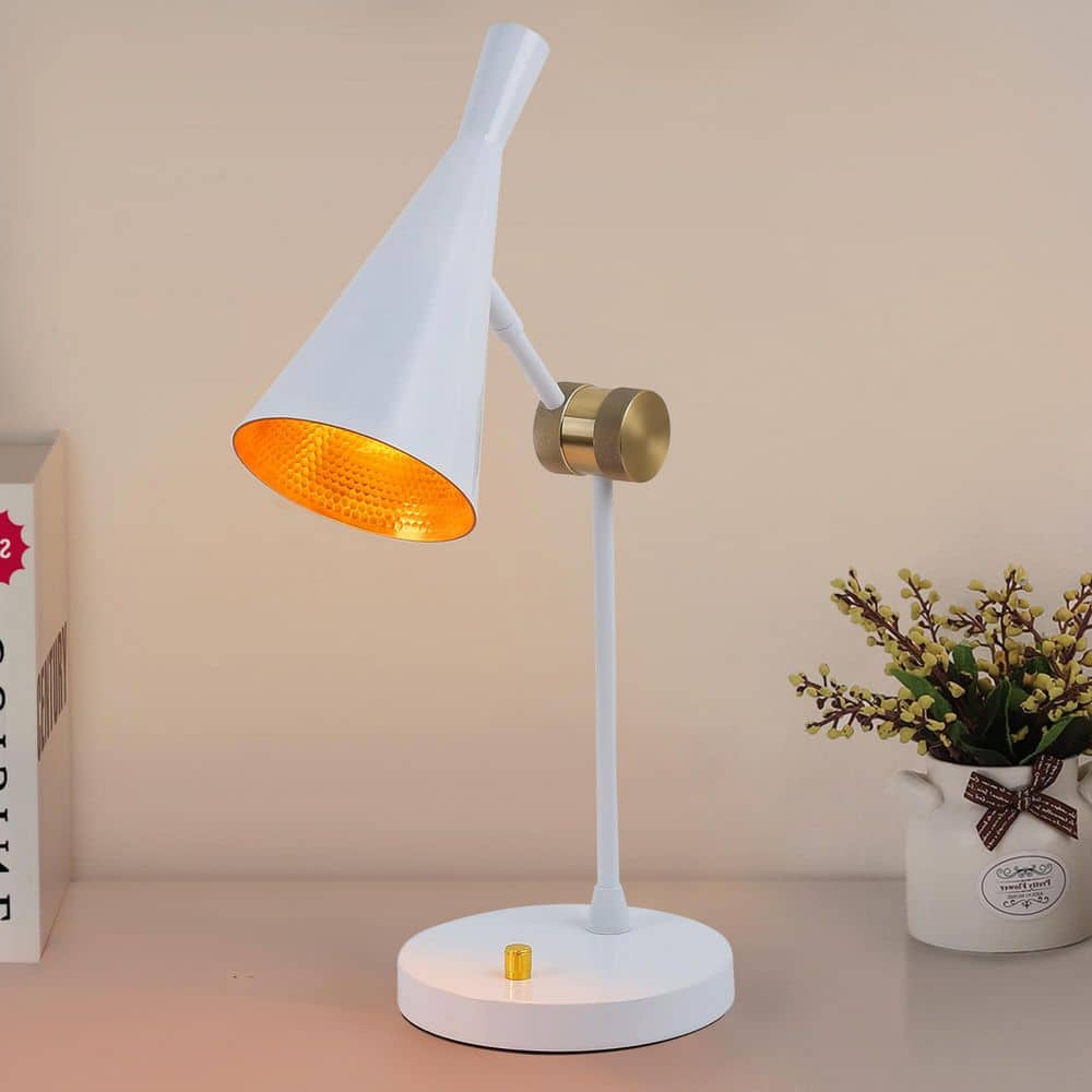 Modern 17 in. 1-Light White Rotatable Standard Table Lamp for Living Room with Rotate Metal Shade and Switch price history on PriceWatchPro