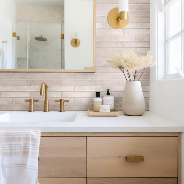 Camden Blush Glossy Blush Ceramic Subway Tile 2 in. x 10 in., Wall (5.16 sq. ft./Case)
