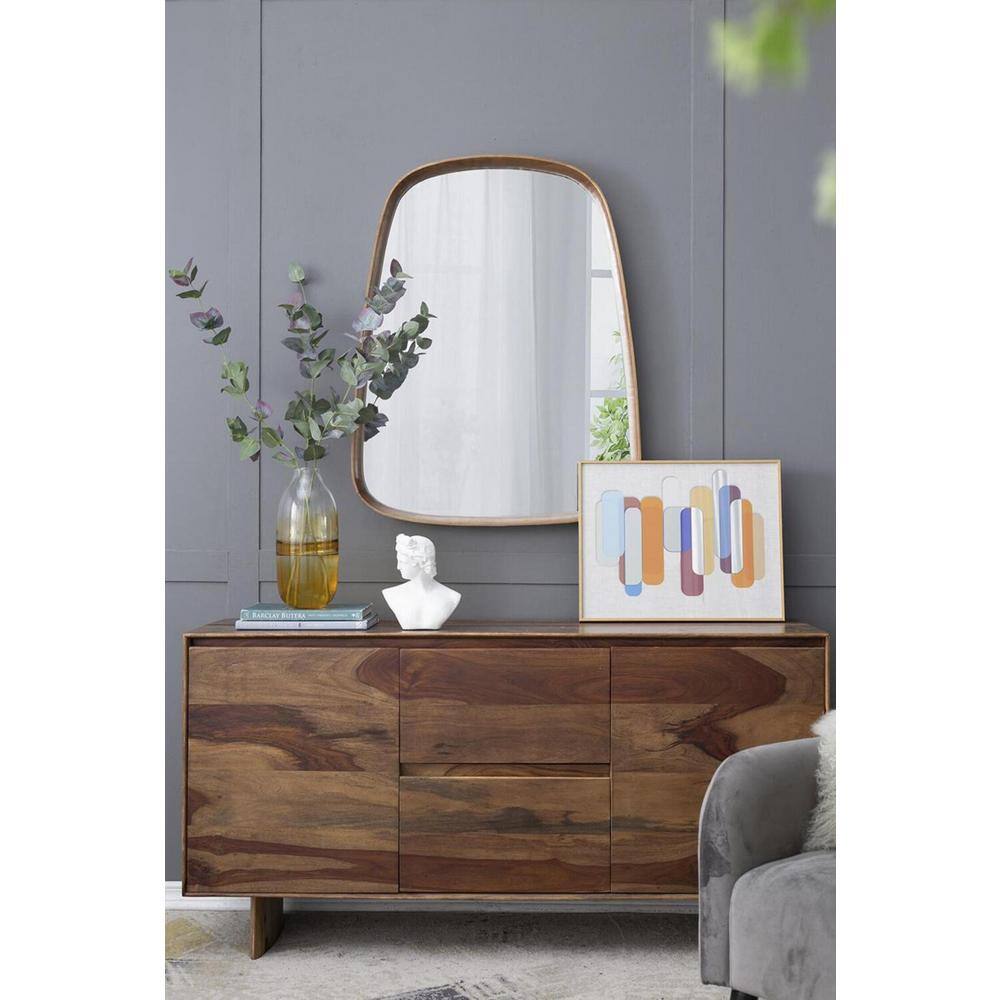Wayne Light Brown Wood Rectangular Vanity Mirror