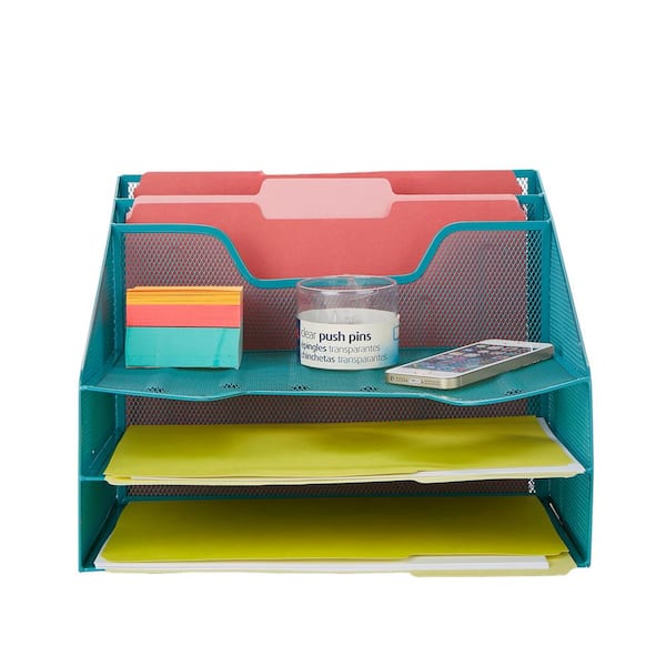 Desk Mail Organizer 3 Compartments Stationery Mail Tray for Business Office 