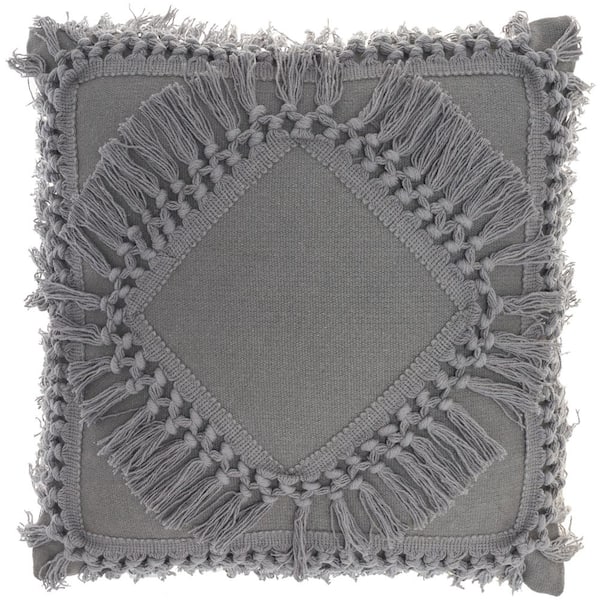 57 GRAND BY NICOLE CURTIS 57 Grand Charcoal Geometric 18 in. x 18 in. Throw Pillow