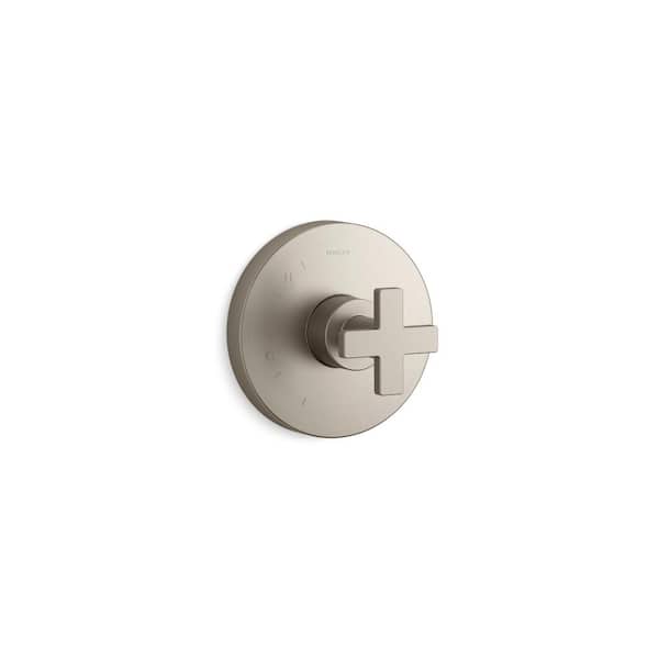 KOHLER Composed 1-Handle Rite-Temp Valve Trim with Cross Handle in Vibrant Brushed Nickel (Valve Not Included)