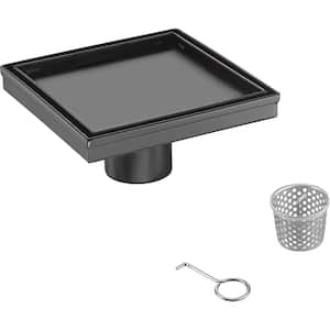 6 in. Square Stainless Steel Shower Drain with Tile Insert, Matte Black