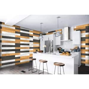 1/4 in. x 5 in. x 4 ft. Gold/Black/White Mixed Colors Wood Wall Planks Weathered Barn Wood Boards (30 sq. ft. Per Pack)