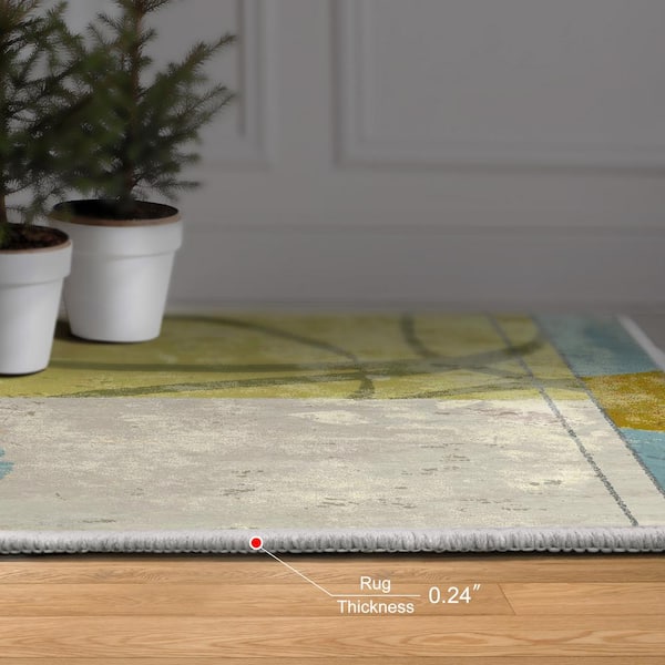 Multi-Colored 5 ft. x 8 ft. Calla II Washable Flower Art Area Rug