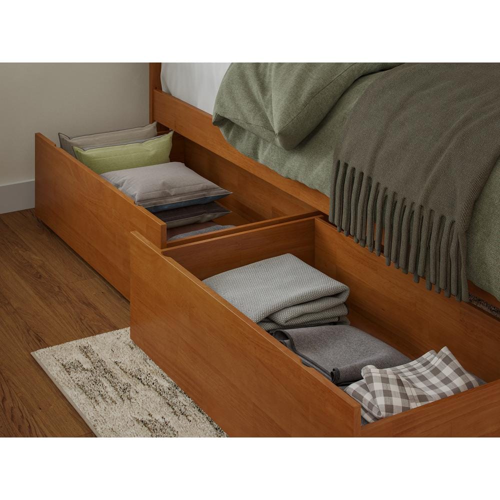 Nantucket Light Toffee King Wood Platform Bed with Storage Drawers