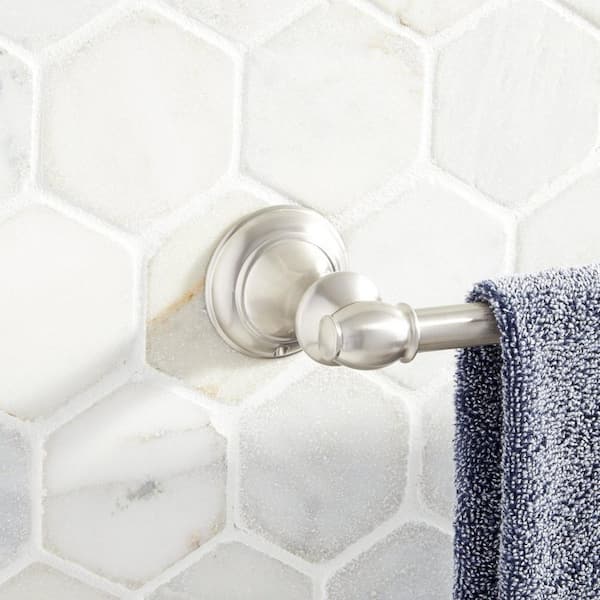 SIGNATURE HARDWARE Beasley 24 in. Wall Mounted Towel Bar in Brushed Nickel