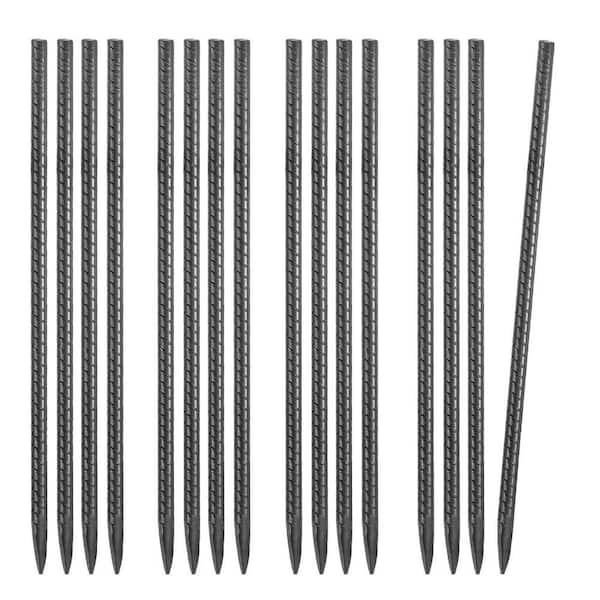 Heavy Duty 16 in. Black Galvanized Steel Straight Stake 16-Pack-Rust-Resistant Ground Anchors for Outdoor Use