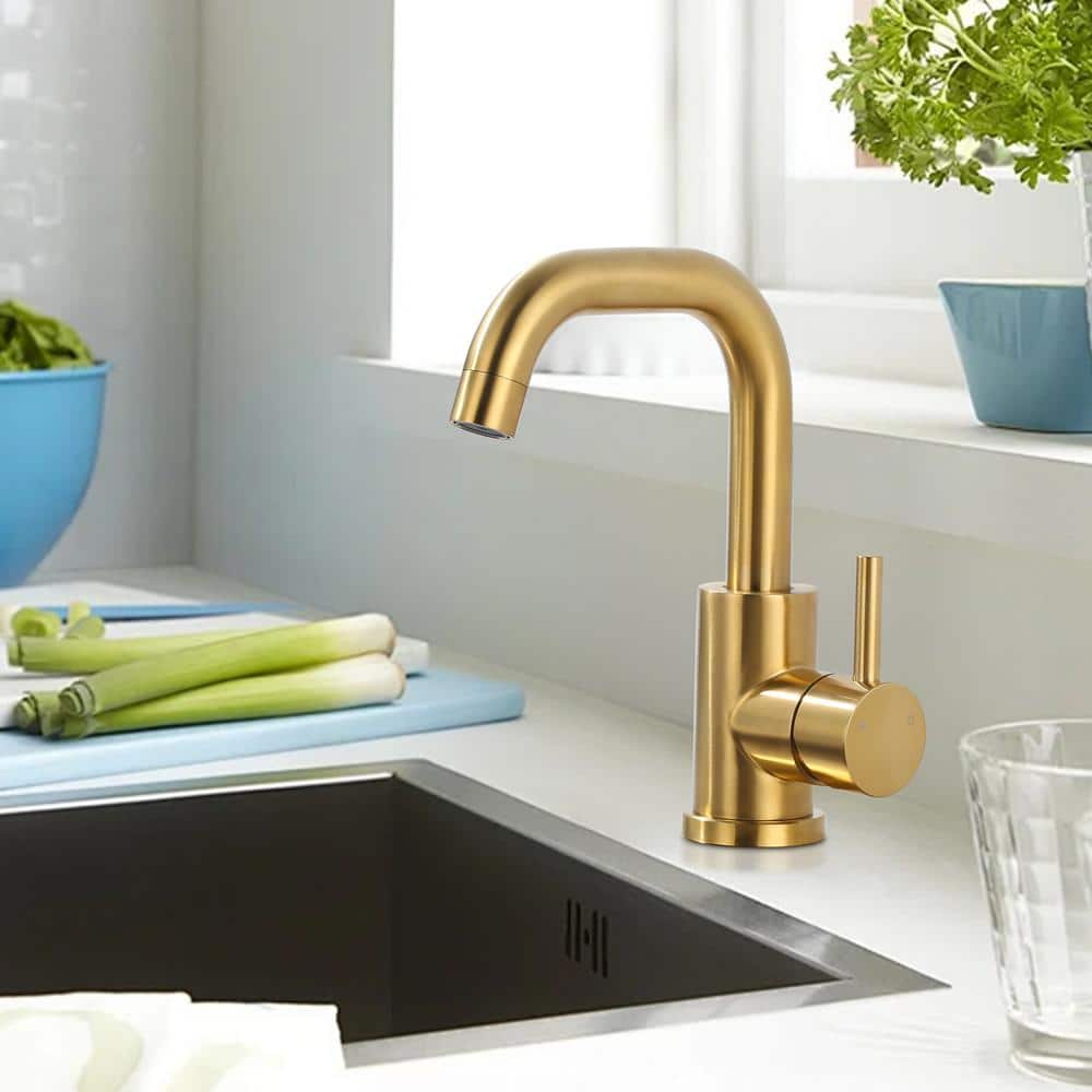 Brushed Gold Stainless Steel Single Handle Bar Faucet