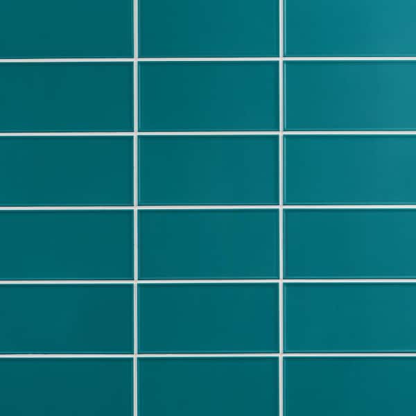 Stacy Garcia Tori Frame Teal 3.93 in. x 7.85 in. Matte Ceramic Wall Tile (6.02 sq. ft./case)