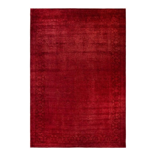 Overdyed Red 12 ft. x 18 ft. Solid Wool Indoor Area Rug