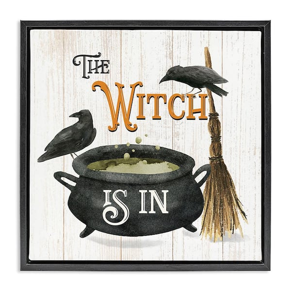 Stupell Industries Witch Cauldron and Crow by Deane Beesley 1-Piece Floater Frame Graphic Print Typography Poster Art Print 18 in. x 18 in.