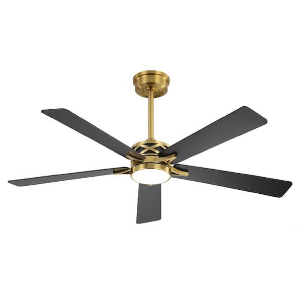 60 in.Smart Indoor 5-Blades Black and Gold DC Moto Ceiling Fan with Light and Remote