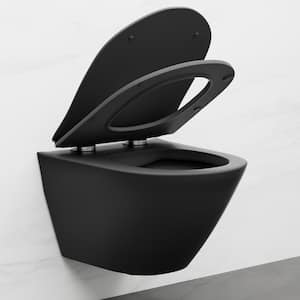 One-Piece 0.8/1.6 GPF Dual Flush Round Wall-Mounted Toilet in Matte Black