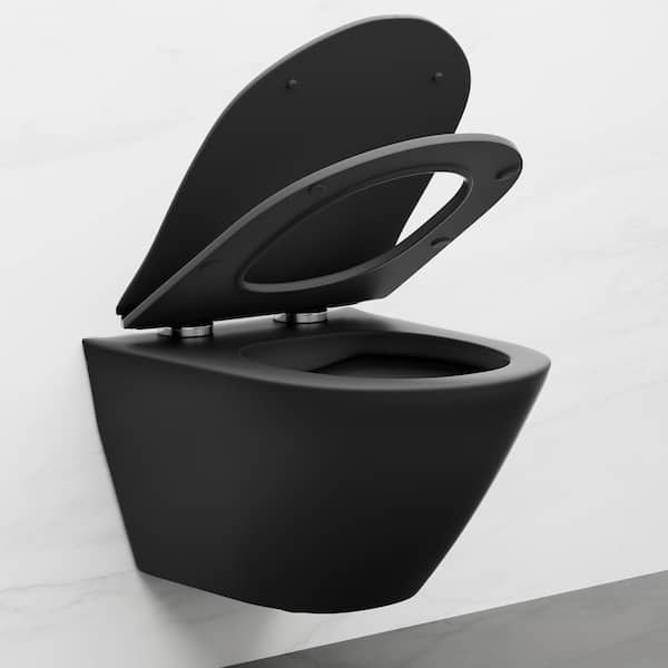 Simple Project One-Piece 0.8/1.6 GPF Dual Flush Round Wall-Mounted Toilet in Matte Black