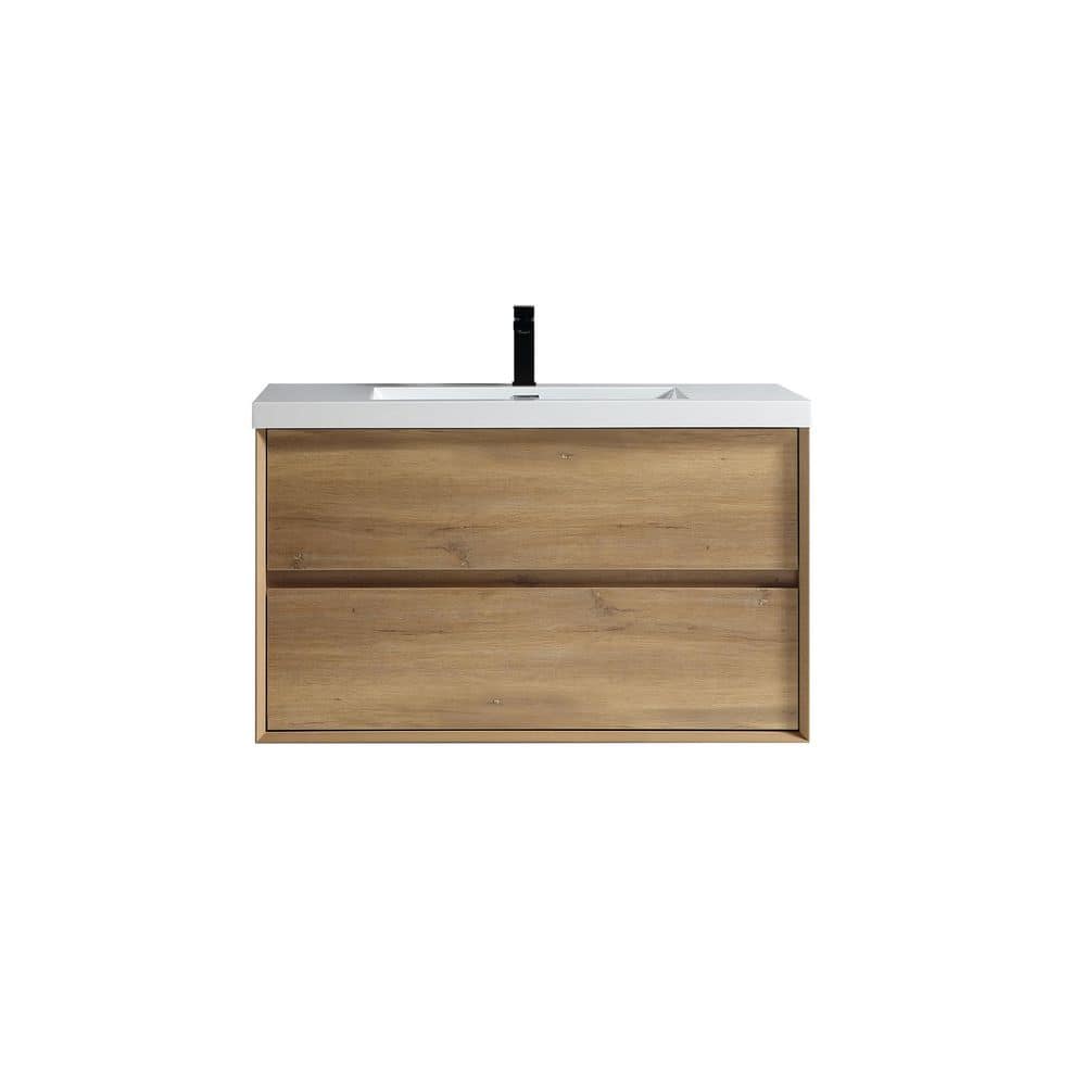 Kingdee 42 in. W x 20 in. D x 26 in. H Single Sink Floating Bath Vanity in Teak Oak with White Acrylic Top price history on PriceWatchPro