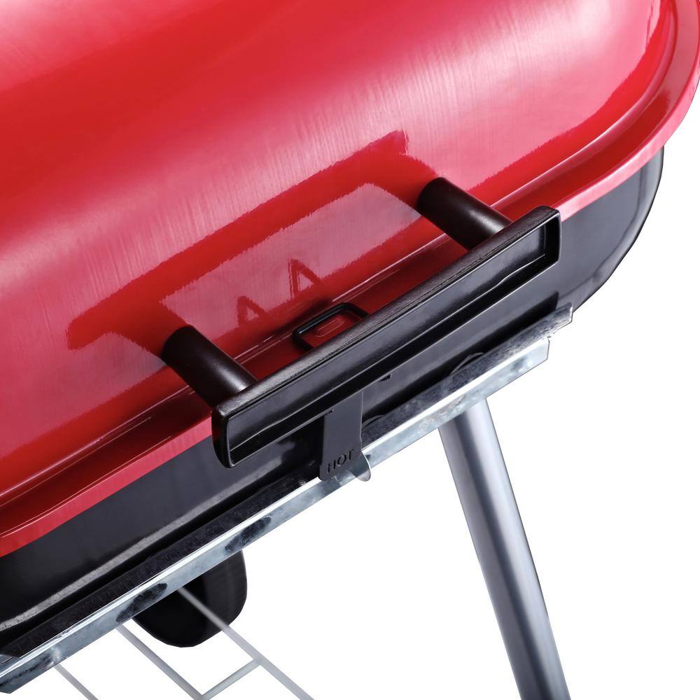 Outsunny Red and Black Portable Charcoal Grill with Shelf