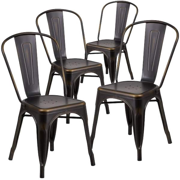 Carnegy Avenue Stackable Metal Outdoor Dining Chair in Copper