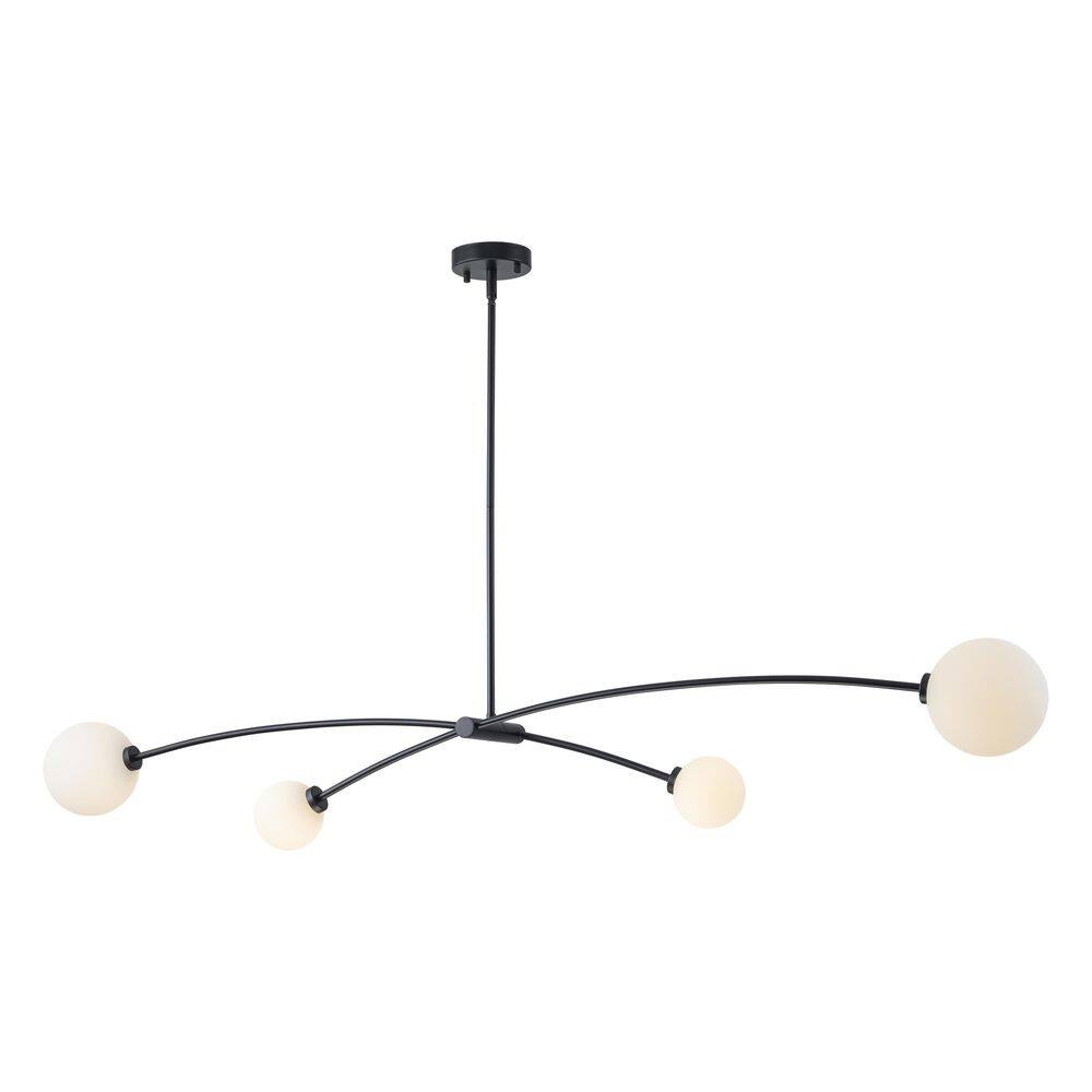 4-Light Modern Black Linear Chandelier,Globe Dining Room Light Fixturewith G9 Base for Kitchen Island,Living Room price history on PriceWatchPro