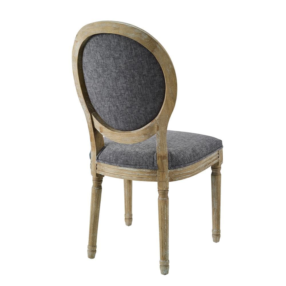 Dark Natural Brown Upholstered Oval Back Side Chair Set