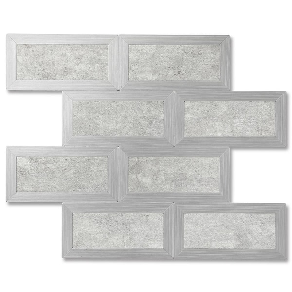 Yipscazo Subway Collection Castle Grey 10.24 in. x 10.24 in. PVC Peel and Stick Tile