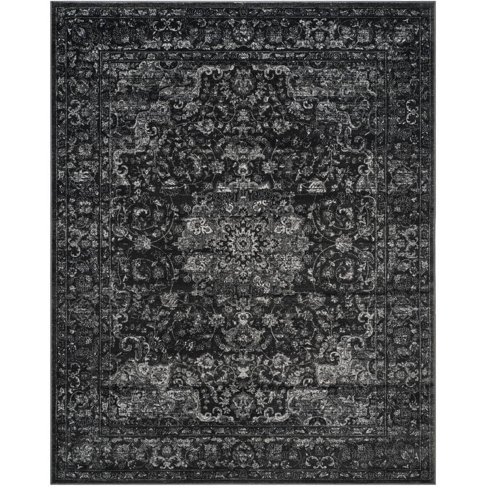 SAFAVIEH Carnegie Dark Gray/Cream 8 ft. x 10 ft. Border Area Rug