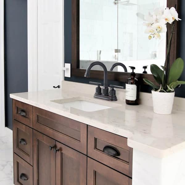 4 in. Centerset Double Handle High Arc Bathroom Faucet with Drain Kit Included in Oil Rubbed Bronze