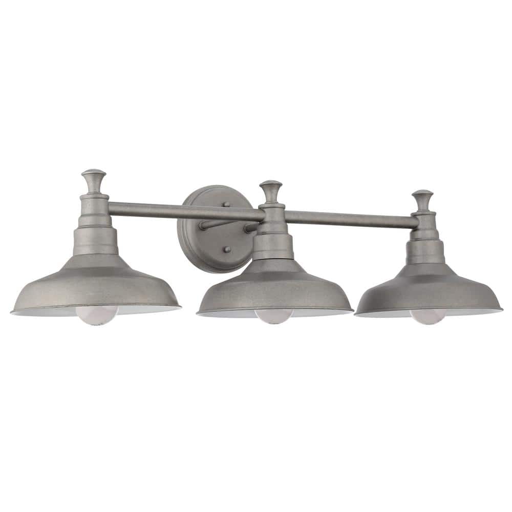 Kimball Galvanized Steel 3-Light Bathroom Vanity Fixture