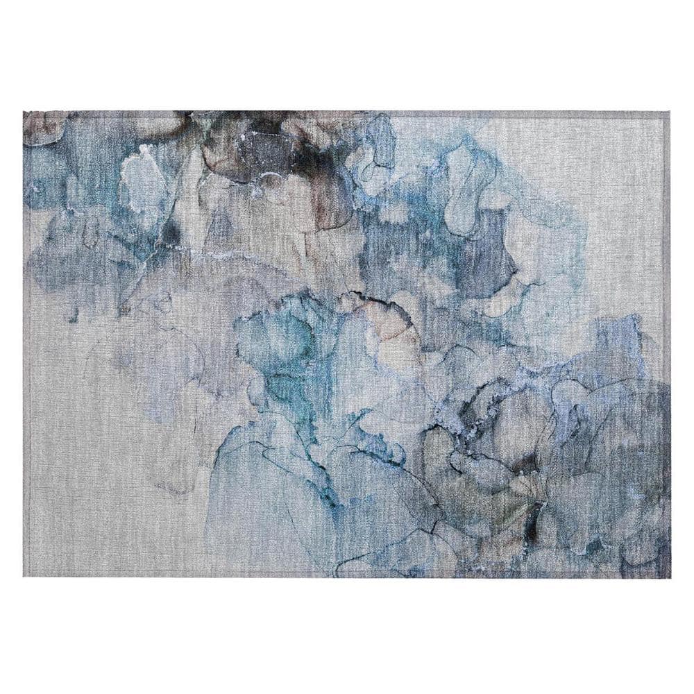 Blue and Gray 2 ft. x 3 ft. Woven Abstract Polyester Rectangle Indoor/Outdoor Area Rug price history on PriceWatchPro