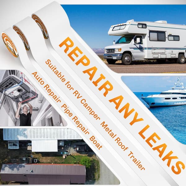 Fastseal RV Roof Tape White, 2 x 25' White RV Tape, RV Sealant Tape for Camper Roof Repair, Trailer Roof Sealant, Stop Camper Roof Leaks, UV Fastseal RV Roof Tape White, 2 x 25' White RV Tape, RV Sealant Tape for Camper Roof Repair, Trailer Roof Sealant, Stop Camper Roof Leaks, UV
