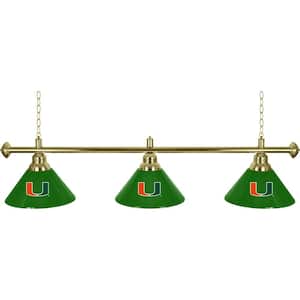 University of Miami U Logo 3-Light Green Billiard Light
