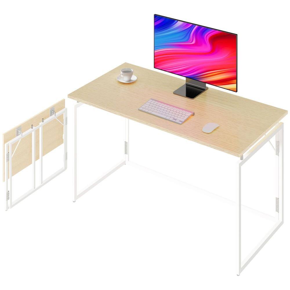 31.5 in. W Beige Metal Folding Computer Desk